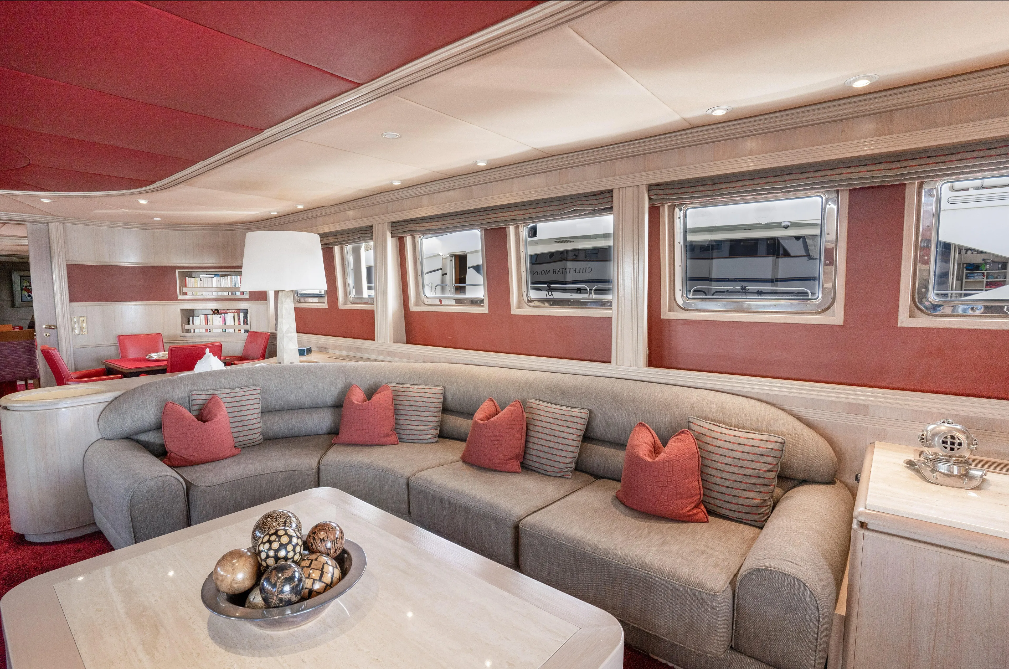 Luxurious interior of 1986 Motor Yacht 38m Nicolini with elegant seating and decor.