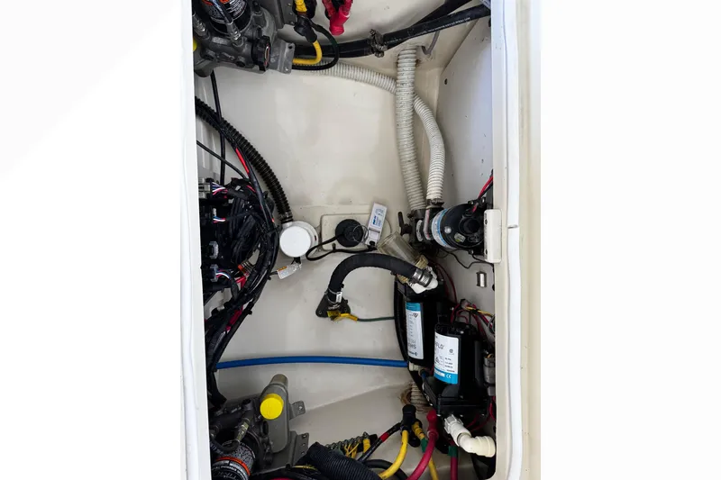  Yacht Photos Pics 2019 Chris-Craft Catalina 26 engine compartment with wiring and hoses.