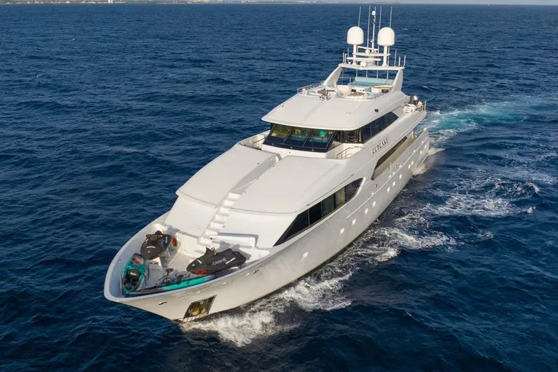 Cupcake Yacht Photos Pics Luxurious 2001 Westship Skylounge yacht cruising on open sea.