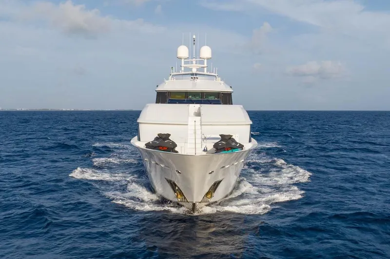 Cupcake Yacht Photos Pics Luxury 2001 Westship Skylounge yacht cruising on open sea.