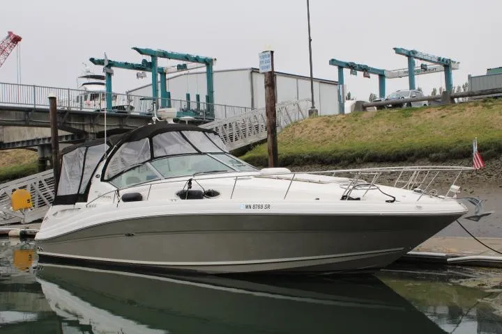 O Sea D Yacht Photos Pics 2007 Sea Ray 340 Sundancer docked at marina, featuring sleek design and modern amenities.