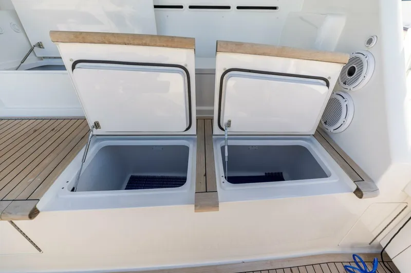 Reel Fire Yacht Photos Pics 2013 Viking 76 Convertible- REEL FIRE- Cockpit Storage