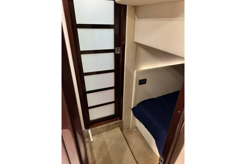 La Vie En Rose Yacht Photos Pics Interior cabin of 2009 Sea Ray 470 Sundancer yacht with modern door design.