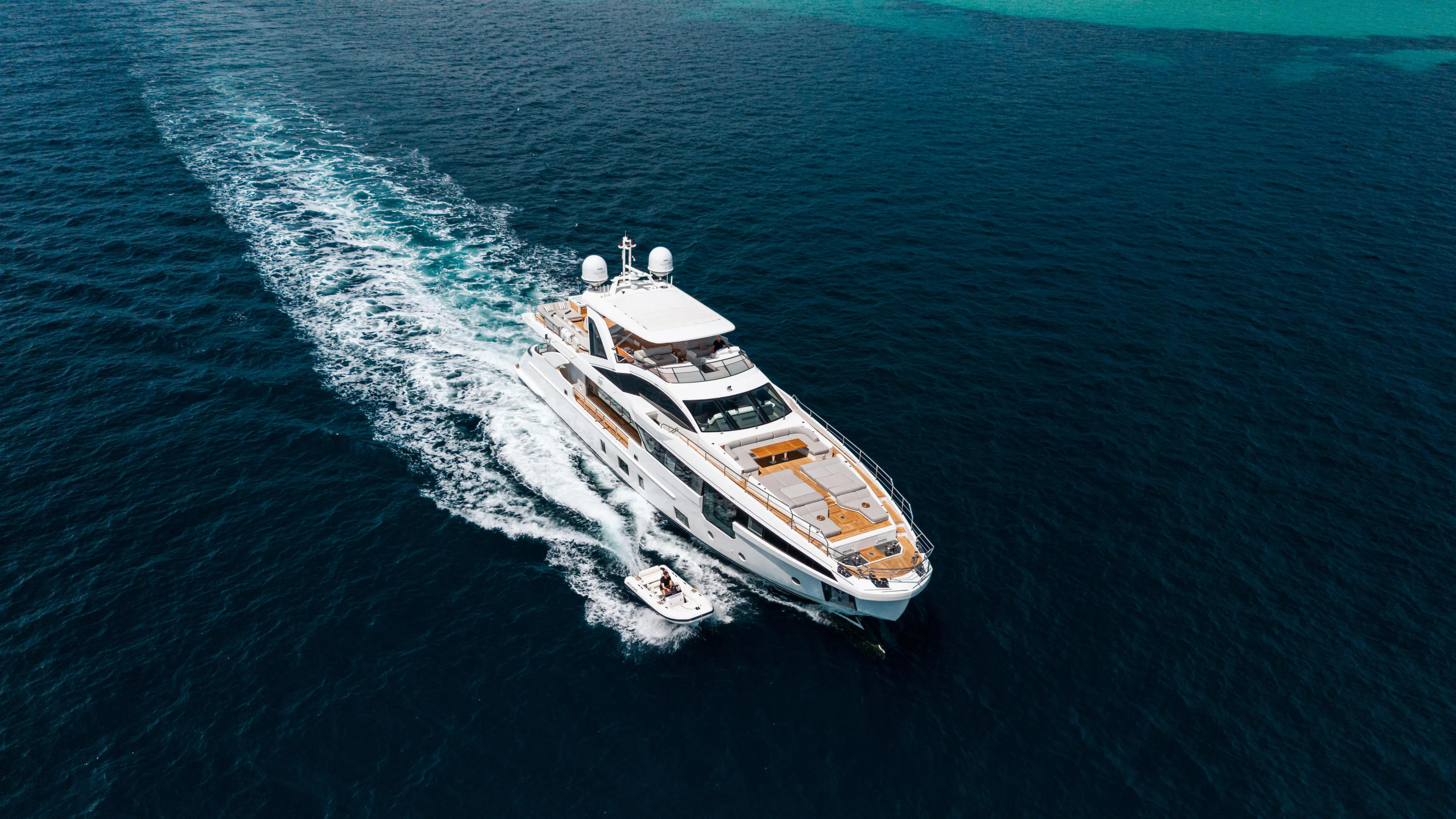  Yacht Photos Pics Luxury yacht Azimut Grande 32 Metri 2020 cruising on open sea.