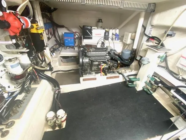 Korkzcrew Yacht Photos Pics Engine room of 2008 Great Harbour N37 boat, featuring various mechanical components and equipment.