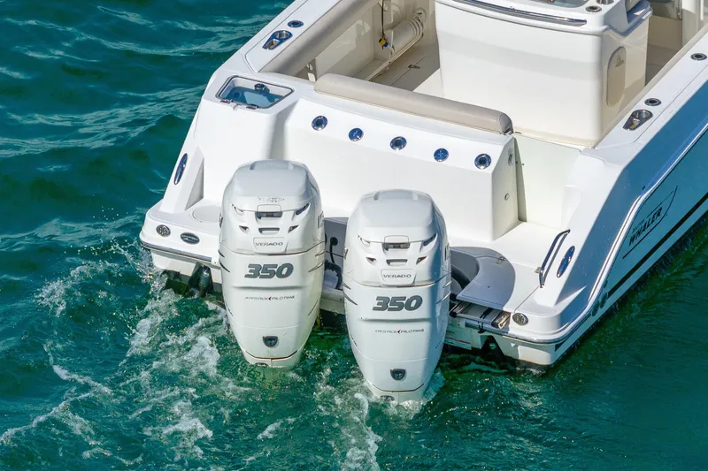  Yacht Photos Pics 2016 Boston Whaler 280 Outrage with twin 350 Verado engines on water.