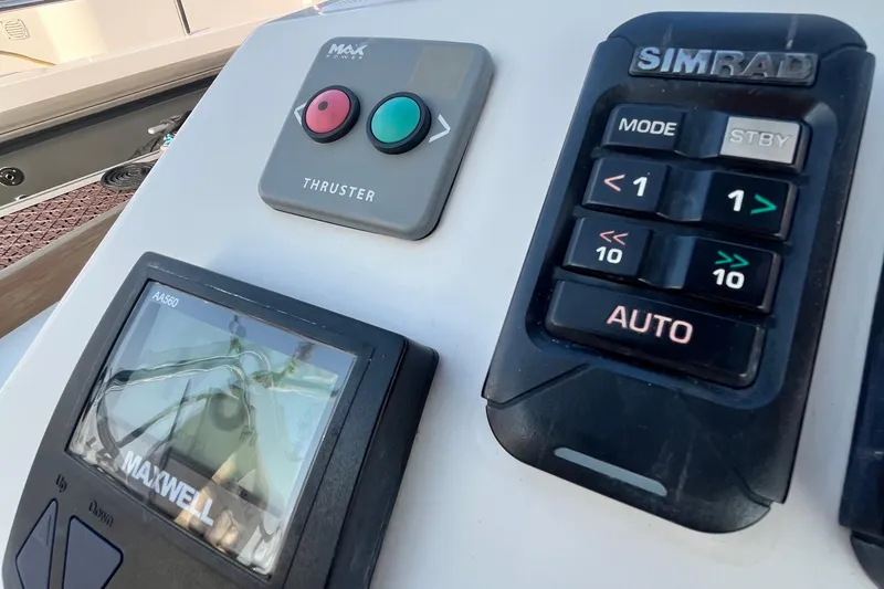 Wind Walker Yacht Photos Pics Control panel of a 2013 Beneteau Oceanis 41 sailboat with thruster and Simrad system.