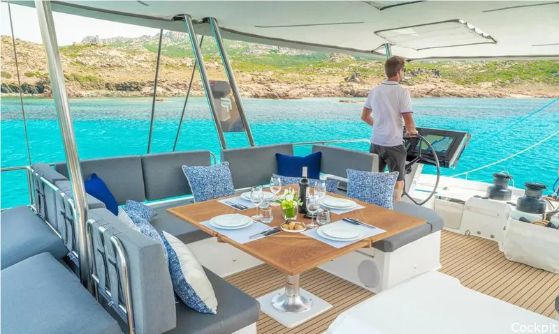 Semper Fidelis Yacht Photos Pics Luxurious interior of Fountaine Pajot Alegria 67 yacht, 2022 model.