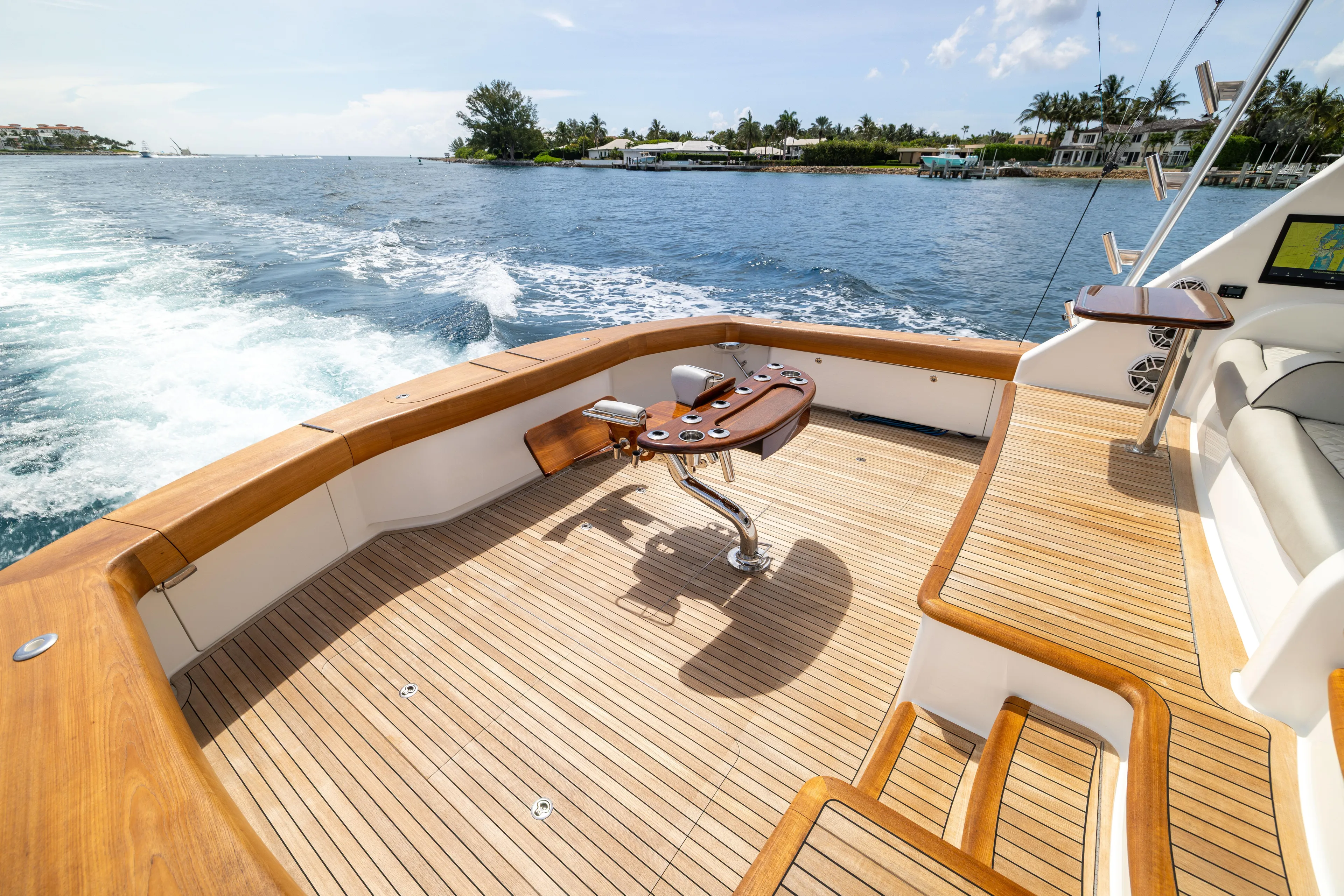2020 Viking 80 Yacht Photos Pics Luxurious 2020 Viking 80 Convertible yacht deck with scenic ocean view.