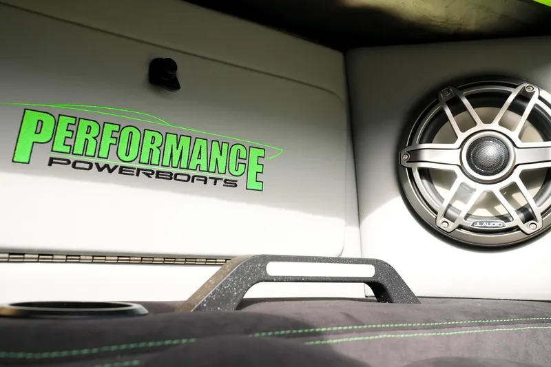  Yacht Photos Pics 2025 Performance Powerboats P360 interior with JL Audio speaker system.