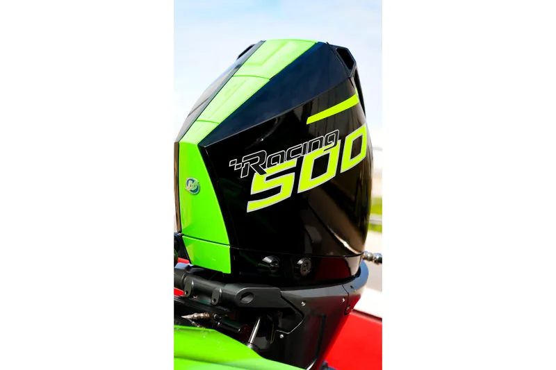  Yacht Photos Pics 2025 Performance Powerboats P360 with Racing 500 engine, featuring sleek green and black design.