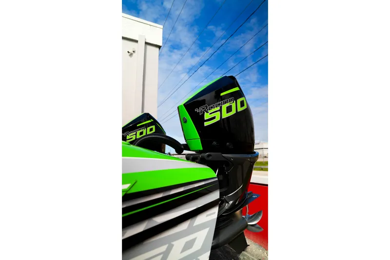  Yacht Photos Pics 2025 Performance Powerboats P360 with Racing 500 engine, vibrant green and black design.