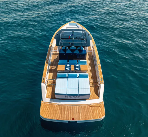  Yacht Photos Pics 2023 Pardo Yachts P43 luxury yacht on open water, aerial view.