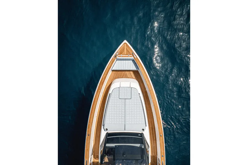  Yacht Photos Pics Overhead view of 2023 Pardo Yachts P43 on deep blue water.