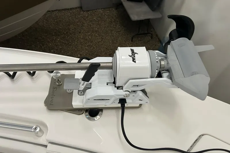  Yacht Photos Pics Bow-mounted trolling motor on 2024 Invincible 39 Open Fisherman boat.