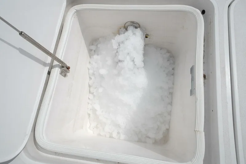  Yacht Photos Pics Ice-filled compartment on a 2005 Viking 52 Convertible boat.