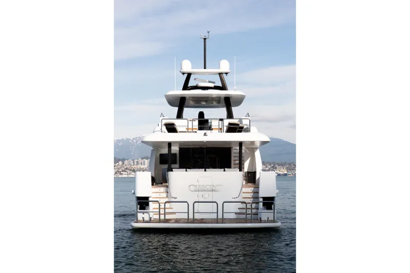 Crescent Lady Yacht Photos Pics Luxury 2019 Crescent Semi-Displacement yacht on water, showcasing elegant design and modern features.