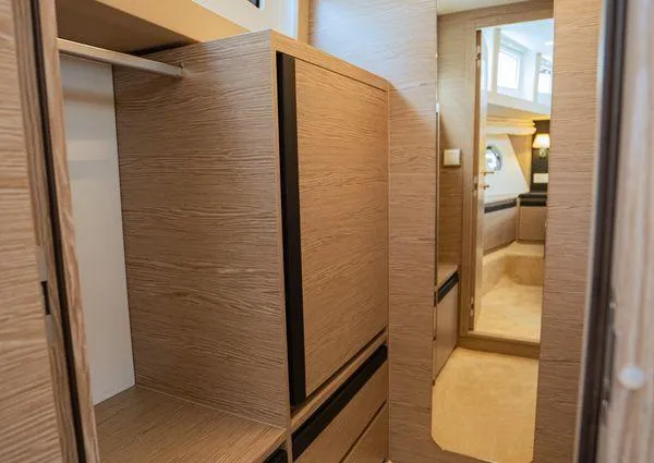  Yacht Photos Pics Interior of 2023 Greenline 45 Fly yacht with modern wood finish and spacious design.