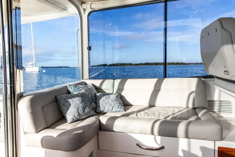 Goombay Yacht Photos Pics Luxurious interior of 2018 MJM 43z yacht with scenic ocean view.