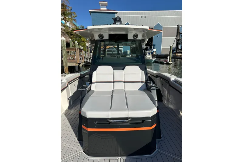  Yacht Photos Pics 2024 Formula 387 Center Console Fish boat with sleek seating and modern design.