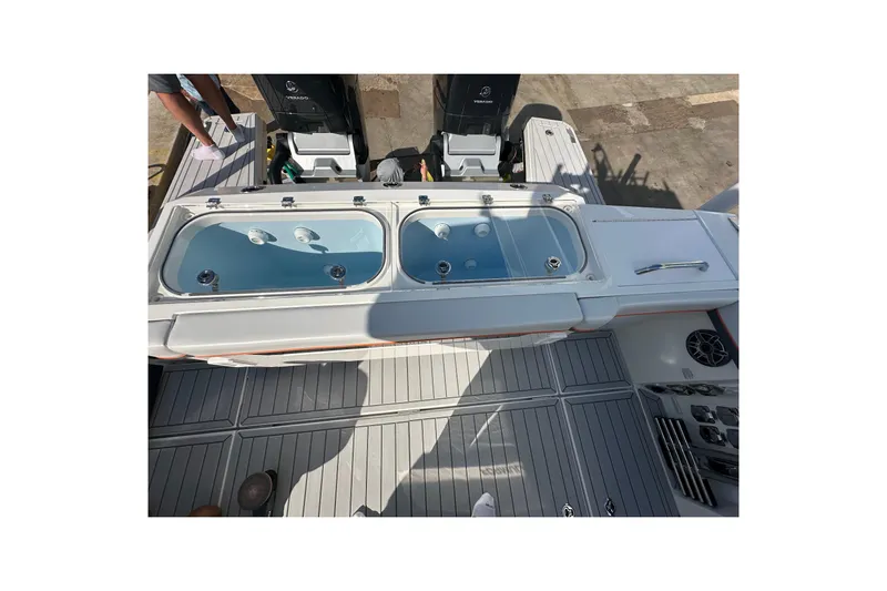  Yacht Photos Pics 2024 Formula 387 Center Console Fish boat with dual livewells and outboard engines.