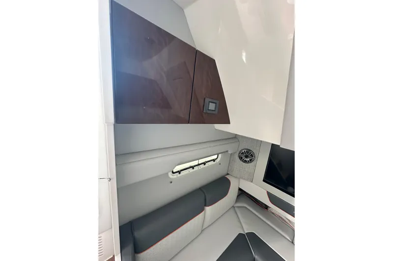  Yacht Photos Pics 2024 Formula 387 Center Console Fish interior with modern seating and cabinetry.