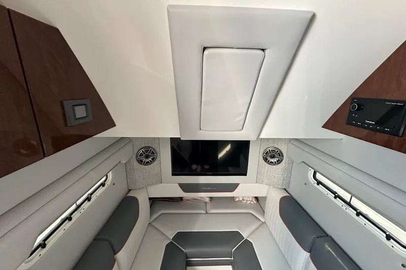  Yacht Photos Pics 2024 Formula 387 Center Console Fish cabin interior with modern amenities and sleek design.