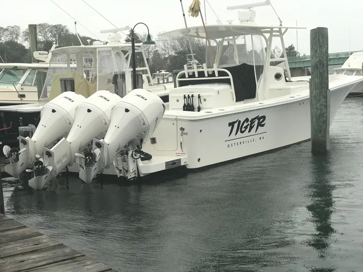 Tiger Yacht Photos Pics 2017 Regulator 34SS boat with triple engines docked in Osterville, MA.
