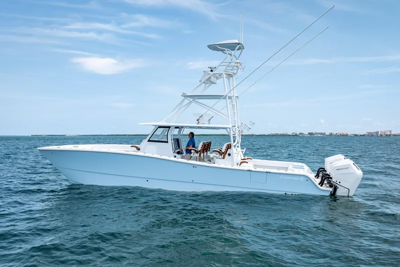 Cya Yacht Photos Pics 2025 Freeman 43 boat on open water with clear sky background.