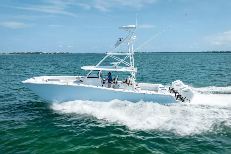 Cya Yacht Photos Pics 2025 Freeman 43 boat cruising on open water under clear blue skies.