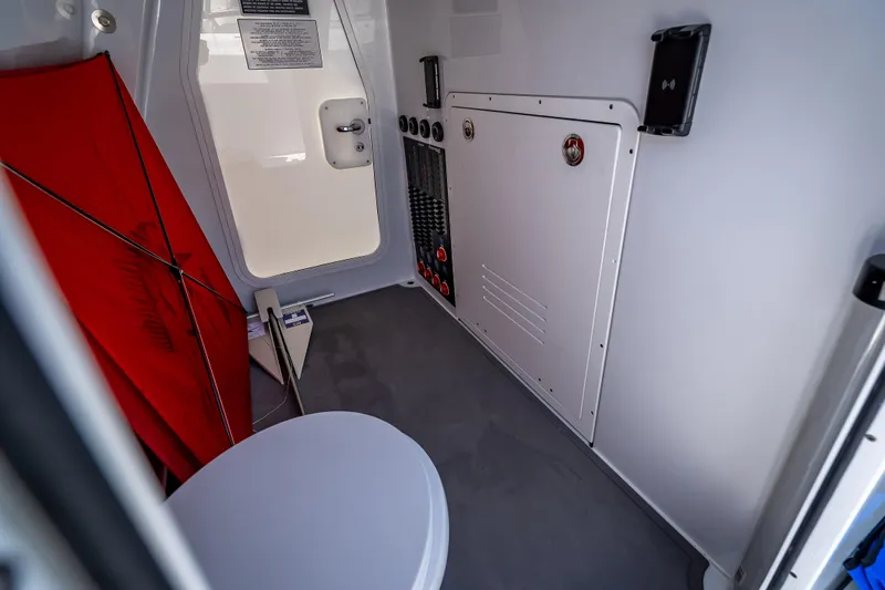 Cya Yacht Photos Pics Interior of 2025 Freeman 43 boat, featuring modern design and equipment storage.