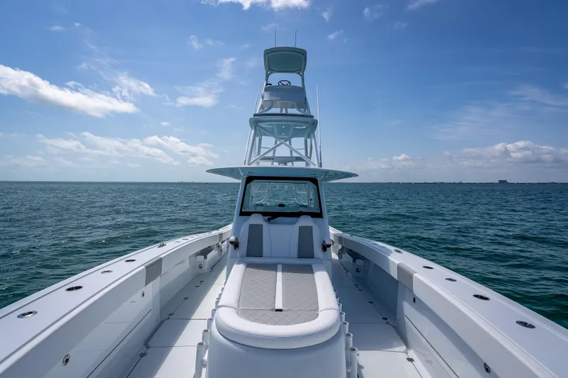 Cya Yacht Photos Pics 2025 Freeman 43 boat on open sea under clear blue sky.