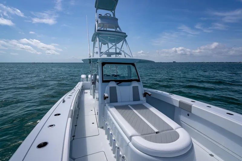 Cya Yacht Photos Pics 2025 Freeman 43 boat on open sea under clear blue sky.