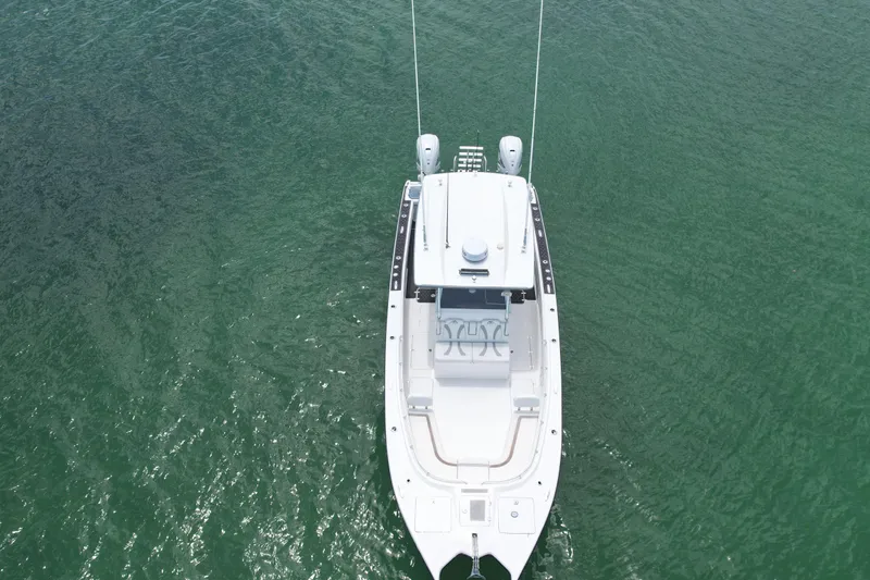  Yacht Photos Pics Aerial view of 2023 Prowler Renaissance Prowler 36 boat on clear water.