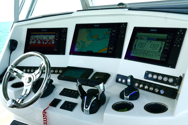  Yacht Photos Pics Control panel of 2023 Prowler Renaissance Prowler 36 with advanced navigation displays.