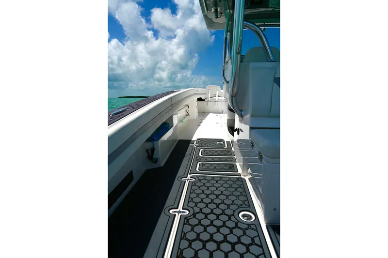  Yacht Photos Pics 2023 Prowler Renaissance Prowler 36 boat deck with sleek design and ocean view.