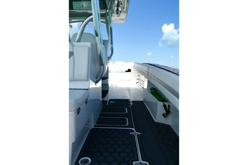  Yacht Photos Pics 2023 Prowler Renaissance Prowler 36 boat interior with sleek seating and modern design.