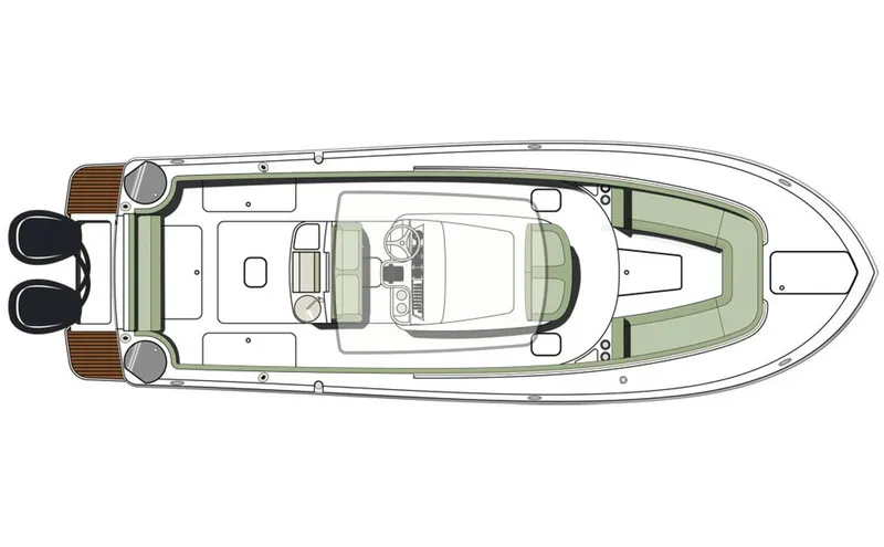  Yacht Photos Pics Manufacturer Provided Image: Top view of a 2018 Scout 275 LXF boat layout.