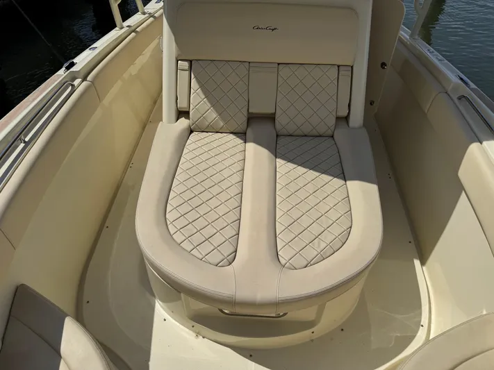  Yacht Photos Pics Luxurious seating on 2018 Chris-Craft Catalina 30 boat with quilted upholstery.