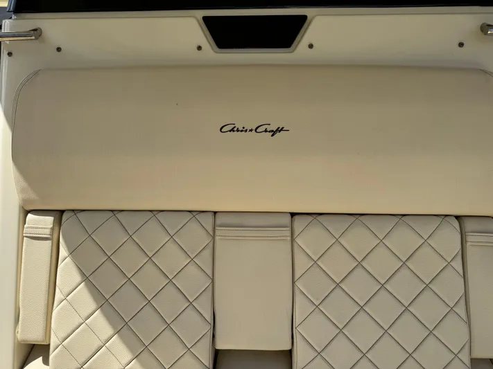  Yacht Photos Pics 2018 Chris-Craft Catalina 30 boat interior with quilted leather seating.