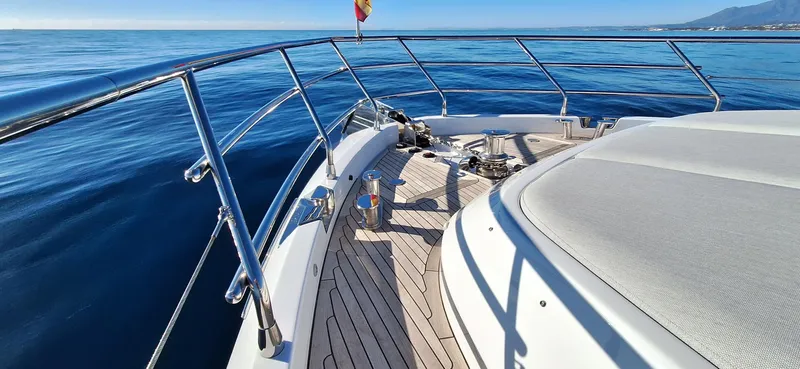 Nassara Yacht Photos Pics 2023 Azimut 78 yacht deck with ocean view and sleek design.