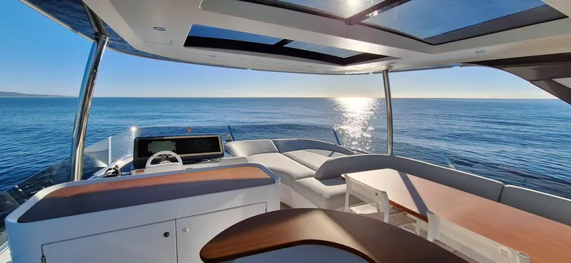 Nassara Yacht Photos Pics Luxurious 2023 Azimut 78 yacht interior with ocean view and modern design.