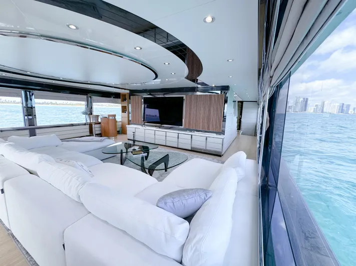  Yacht Photos Pics Luxurious interior of a 2010 Custom WHS Marine yacht with panoramic ocean views.