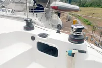2023 Seawind 1600 Passagemaker yacht deck with winches and equipment.