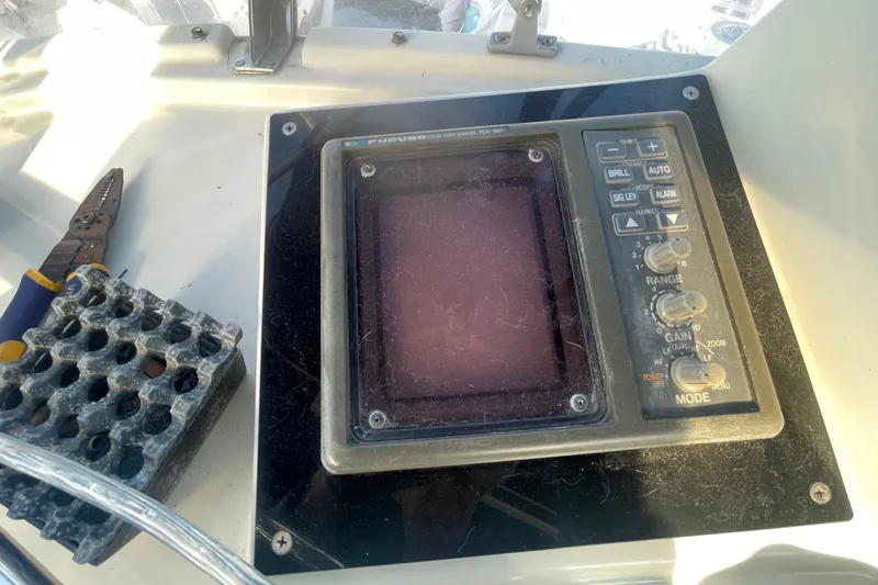  Yacht Photos Pics Marine Trader 1988 Aft Cabin control panel with tools and equipment.