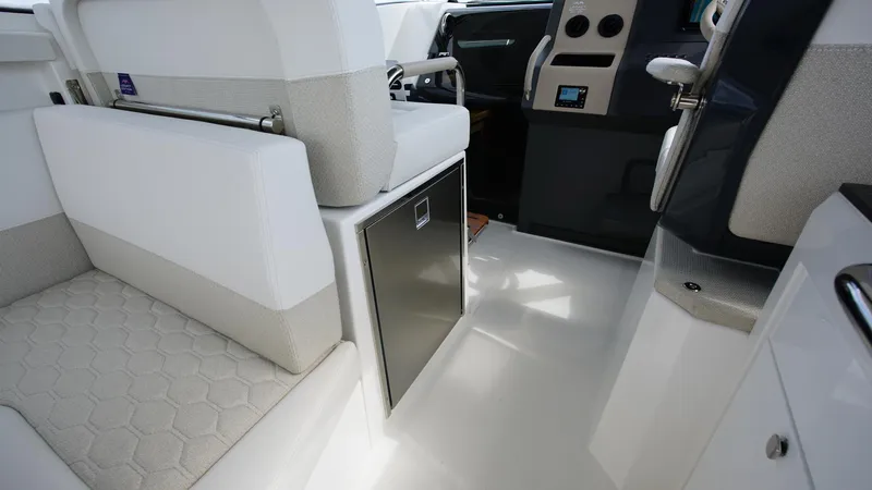 In-stock 2025 Nimbus W11 #60 Yacht Photos Pics Interior of 2025 Nimbus Weekender 11 #60, featuring modern seating and sleek design elements.