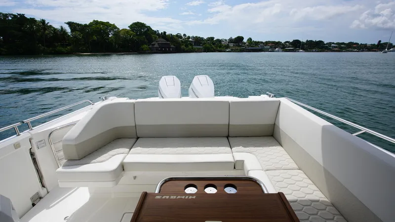 In-stock 2025 Nimbus W11 #60 Yacht Photos Pics Luxurious 2025 Nimbus Weekender 11 #60 boat interior with scenic water view.