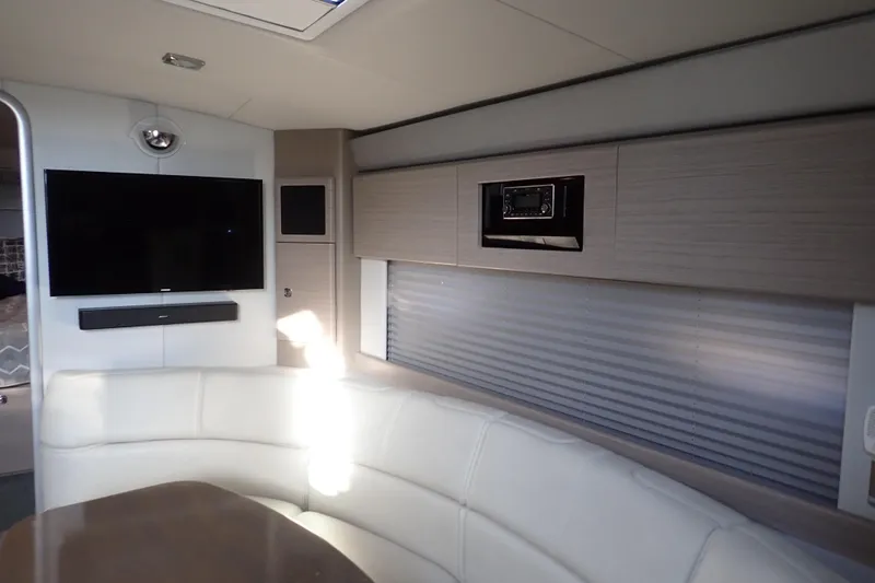  Yacht Photos Pics Interior of 2020 Formula 40 Performance Cruiser with TV, soundbar, and modern seating.