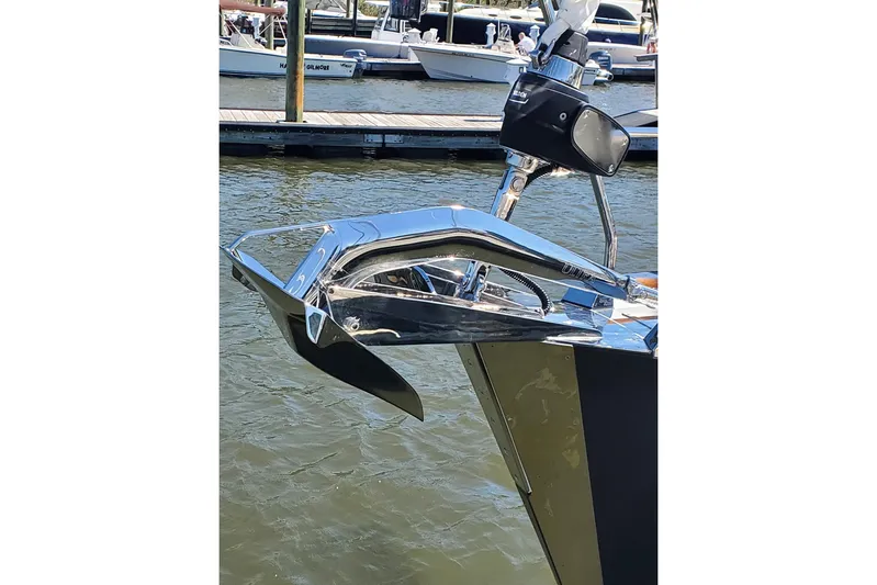 Centurion Yacht Photos Pics 2023 Bluewater 56 yacht bow with polished anchor and sleek design.