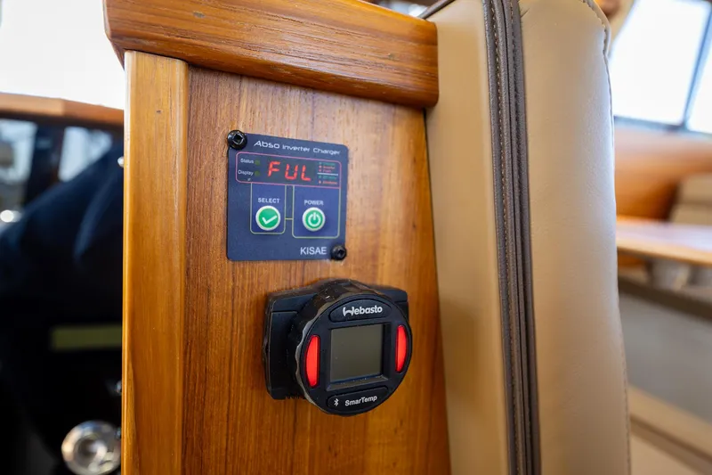  Yacht Photos Pics Control panel inside 2023 Ranger Tugs R-31 S boat, featuring KISAE inverter display.